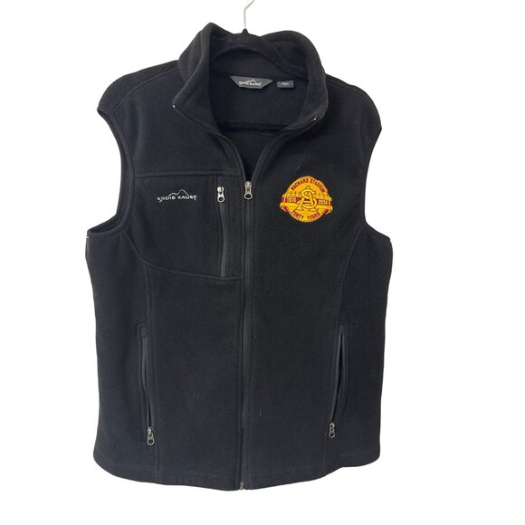 Eddie Bauer Mens Black Fleece Vest With Embroidered Packard Stadium Logo 1974-20 - Picture 2 of 6